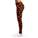 Orange Maple Leaves Pattern Print Women's Leggings