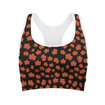 Orange Maple Leaves Pattern Print Women's Sports Bra