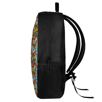 Orange Monarch Butterflies Pattern Print 17 Inch Backpack