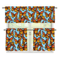Orange Monarch Butterflies Pattern Print 3 Piece Kitchen Curtains