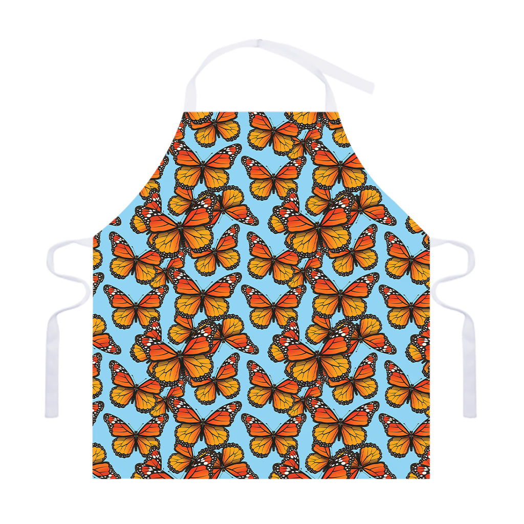 Orange Monarch Butterflies Pattern Print Adjustable Apron