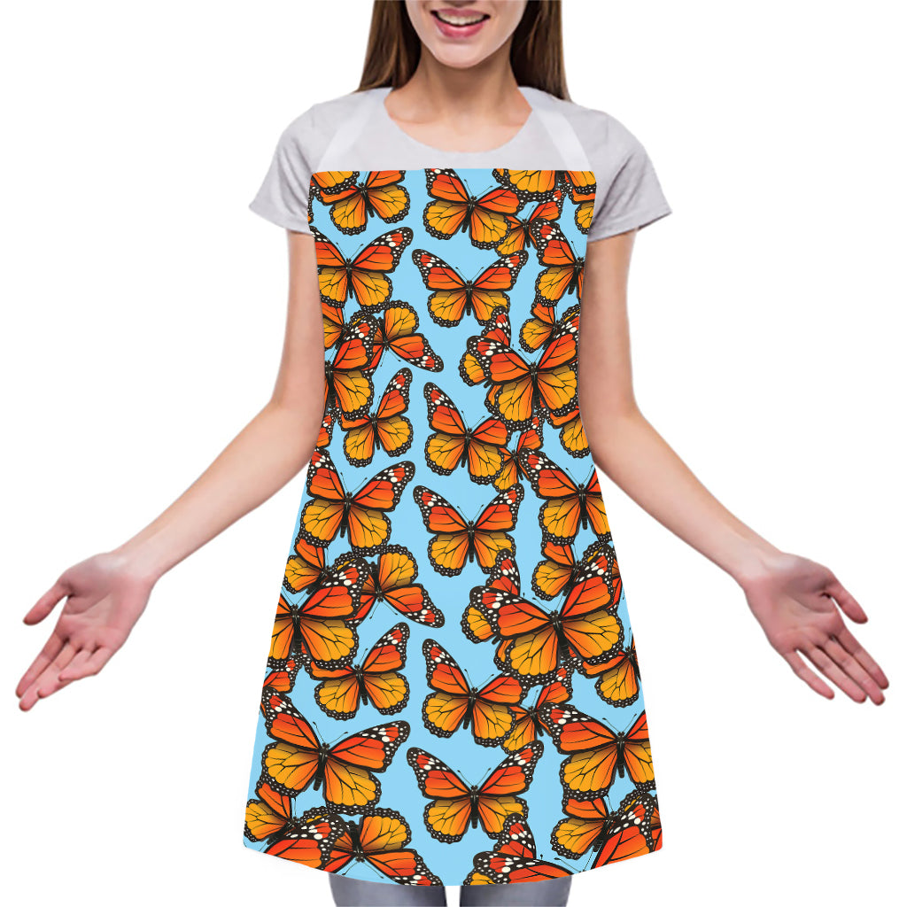 Orange Monarch Butterflies Pattern Print Adjustable Apron