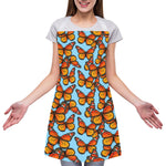 Orange Monarch Butterflies Pattern Print Adjustable Apron