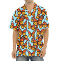 Orange Monarch Butterflies Pattern Print Aloha Shirt