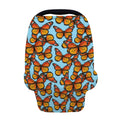 Orange Monarch Butterflies Pattern Print Baby Seat Cover