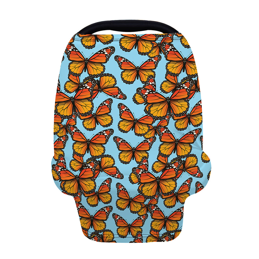 Orange Monarch Butterflies Pattern Print Baby Seat Cover
