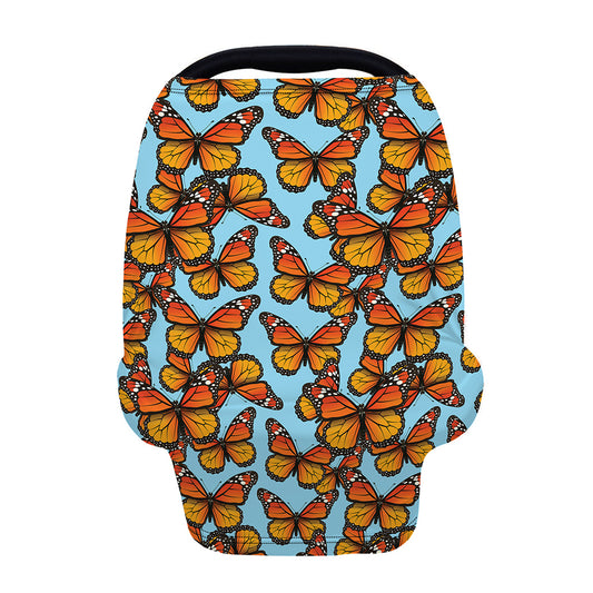 Orange Monarch Butterflies Pattern Print Baby Seat Cover