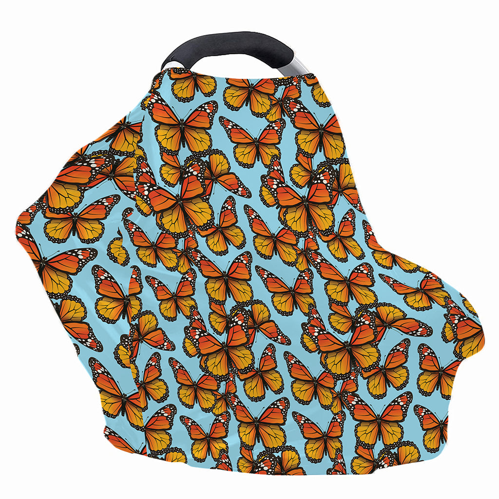 Orange Monarch Butterflies Pattern Print Baby Seat Cover