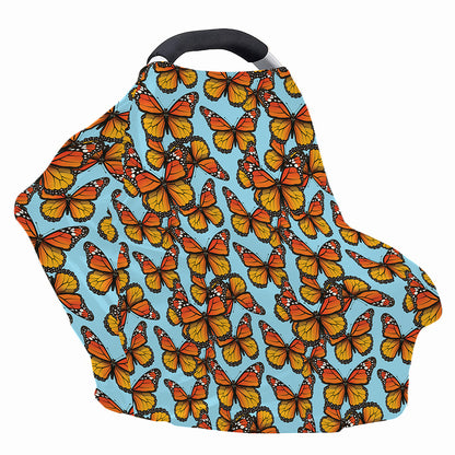 Orange Monarch Butterflies Pattern Print Baby Seat Cover
