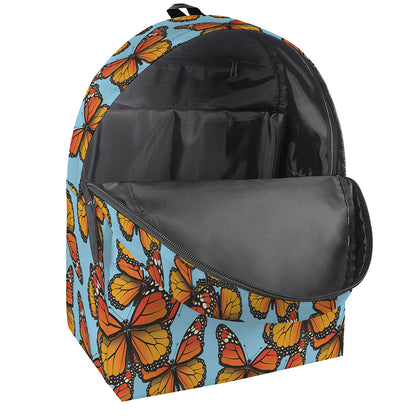 Orange Monarch Butterflies Pattern Print Backpack