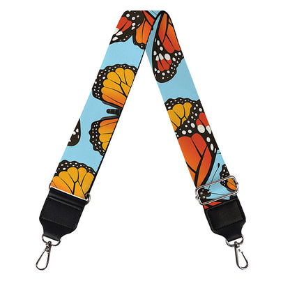 Orange Monarch Butterflies Pattern Print Bag Strap
