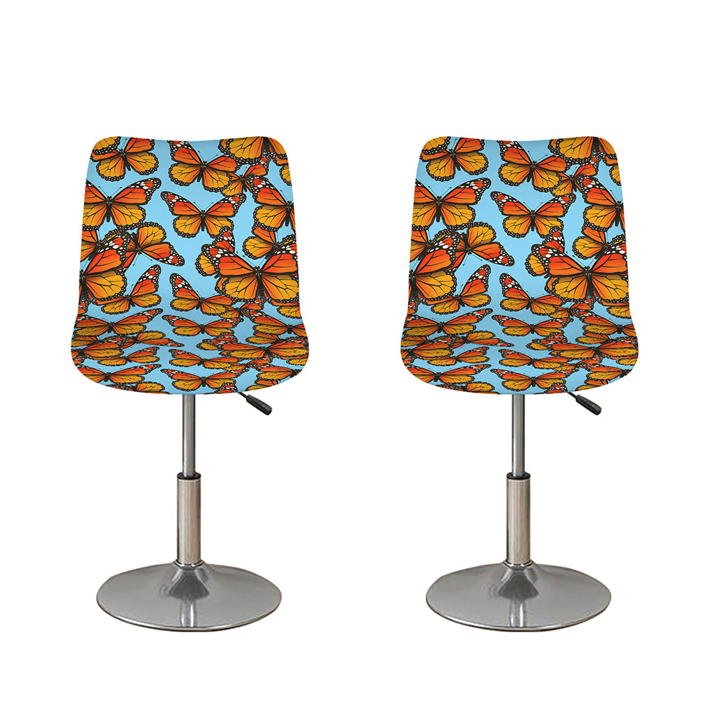 Orange Monarch Butterflies Pattern Print Bar Stool Covers