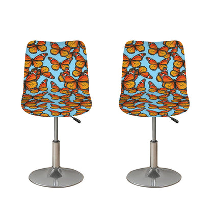 Orange Monarch Butterflies Pattern Print Bar Stool Covers