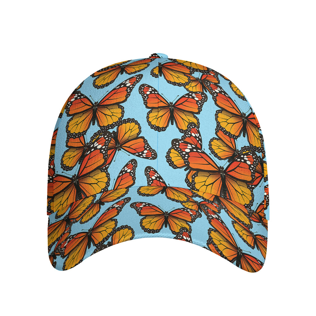 Orange Monarch Butterflies Pattern Print Baseball Cap