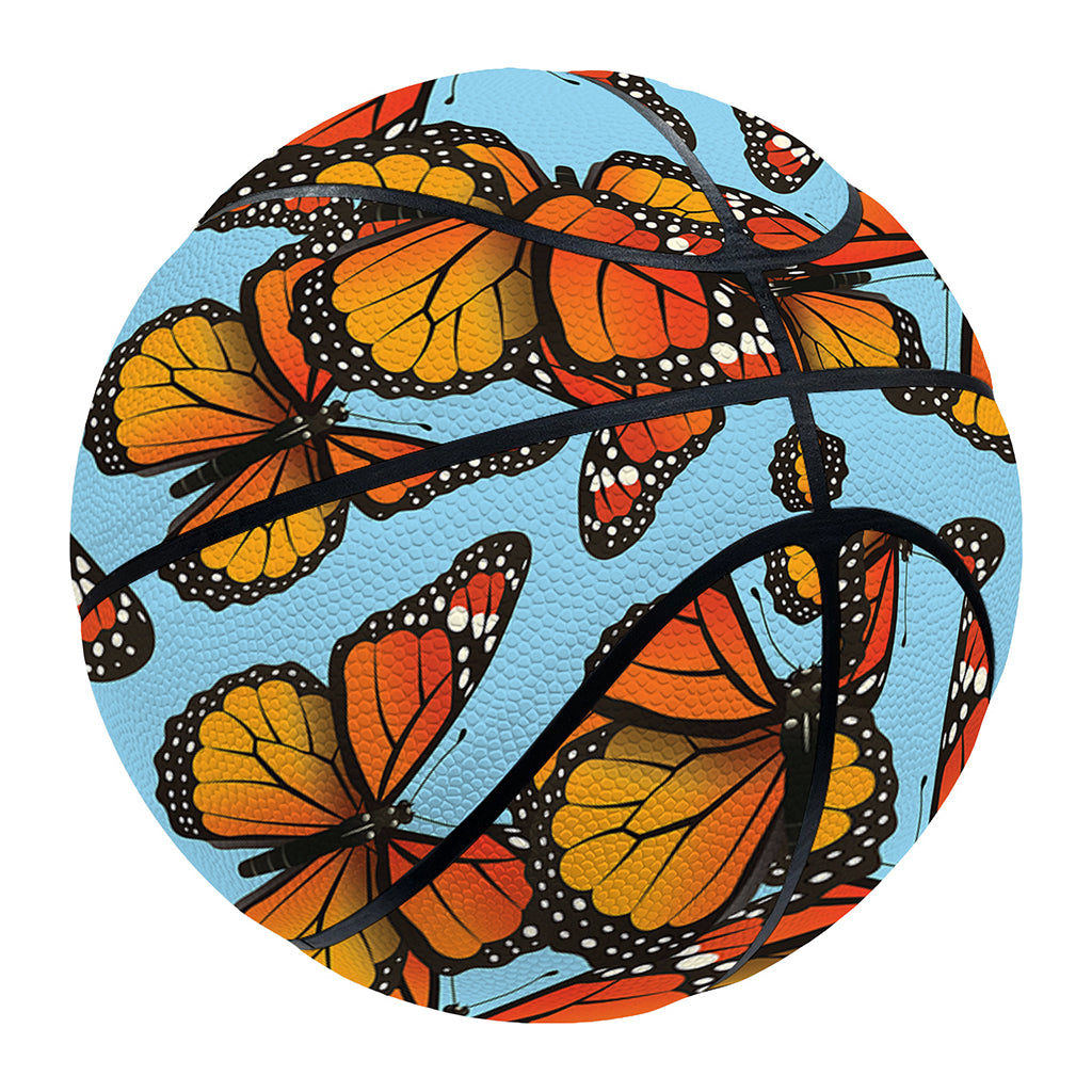 Orange Monarch Butterflies Pattern Print Basketball