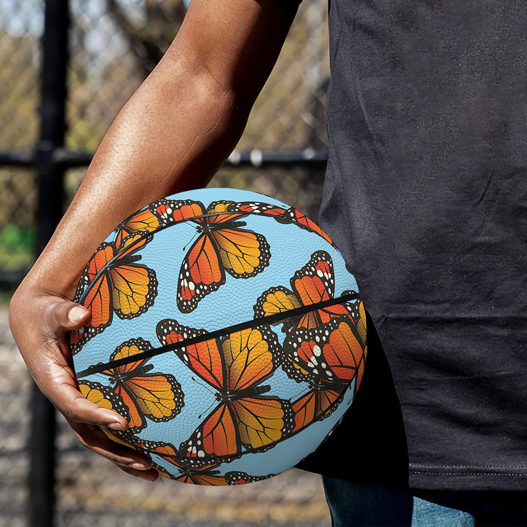 Orange Monarch Butterflies Pattern Print Basketball
