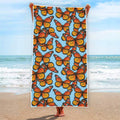 Orange Monarch Butterflies Pattern Print Beach Towel