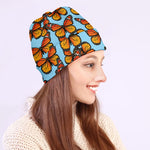 Orange Monarch Butterflies Pattern Print Beanie