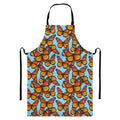 Orange Monarch Butterflies Pattern Print Bib Apron With Pocket