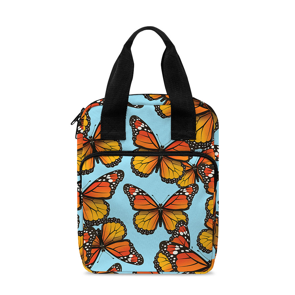 Orange Monarch Butterflies Pattern Print Bible Tote Bag