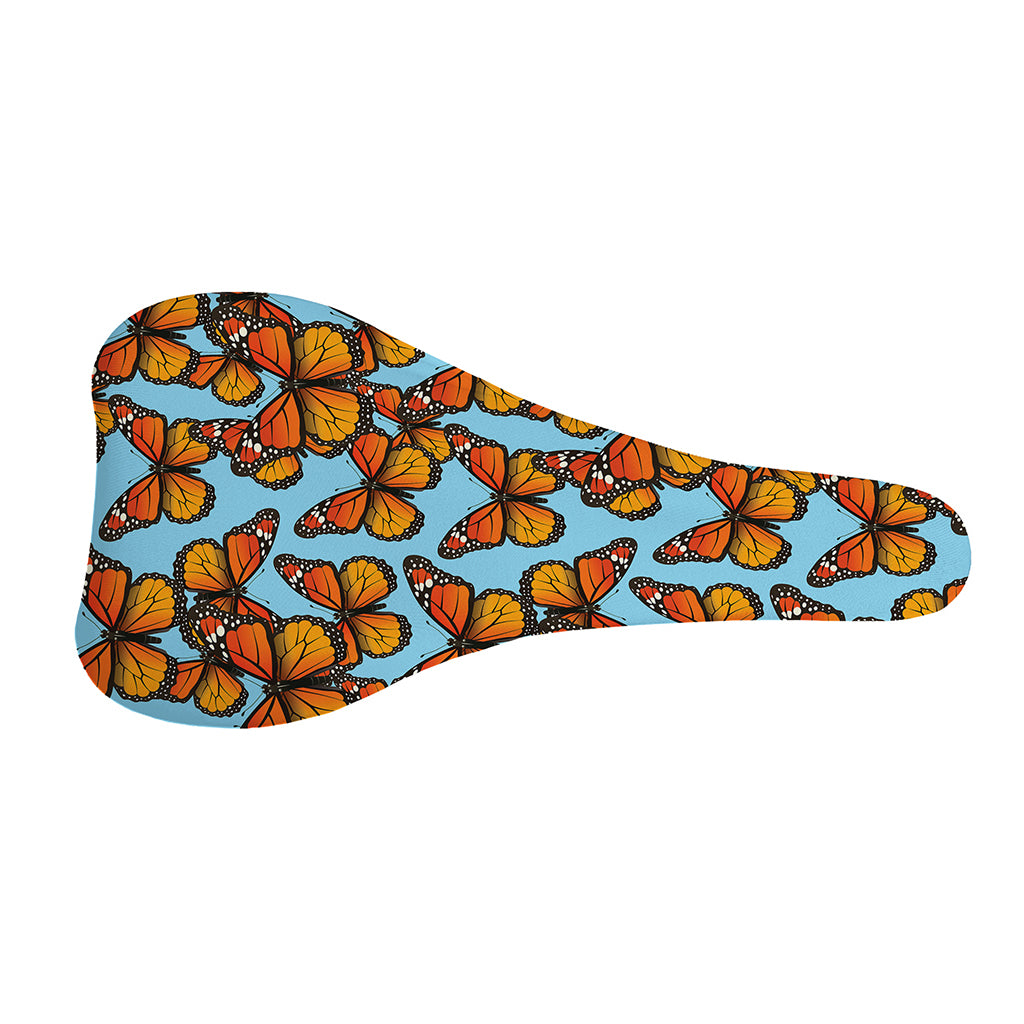Orange Monarch Butterflies Pattern Print Bicycle Seat Cover