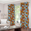 Orange Monarch Butterflies Pattern Print Dimout Grommet Curtains