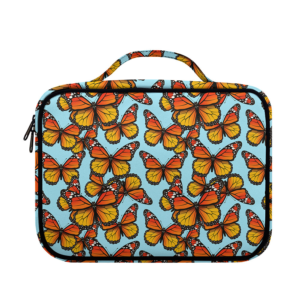 Orange Monarch Butterflies Pattern Print Briefcase Bible Bag