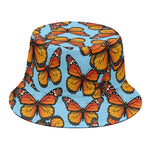 Orange Monarch Butterflies Pattern Print Bucket Hat