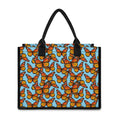 Orange Monarch Butterflies Pattern Print Canvas Tote Bag