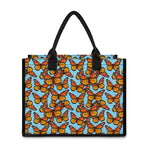 Orange Monarch Butterflies Pattern Print Canvas Tote Bag
