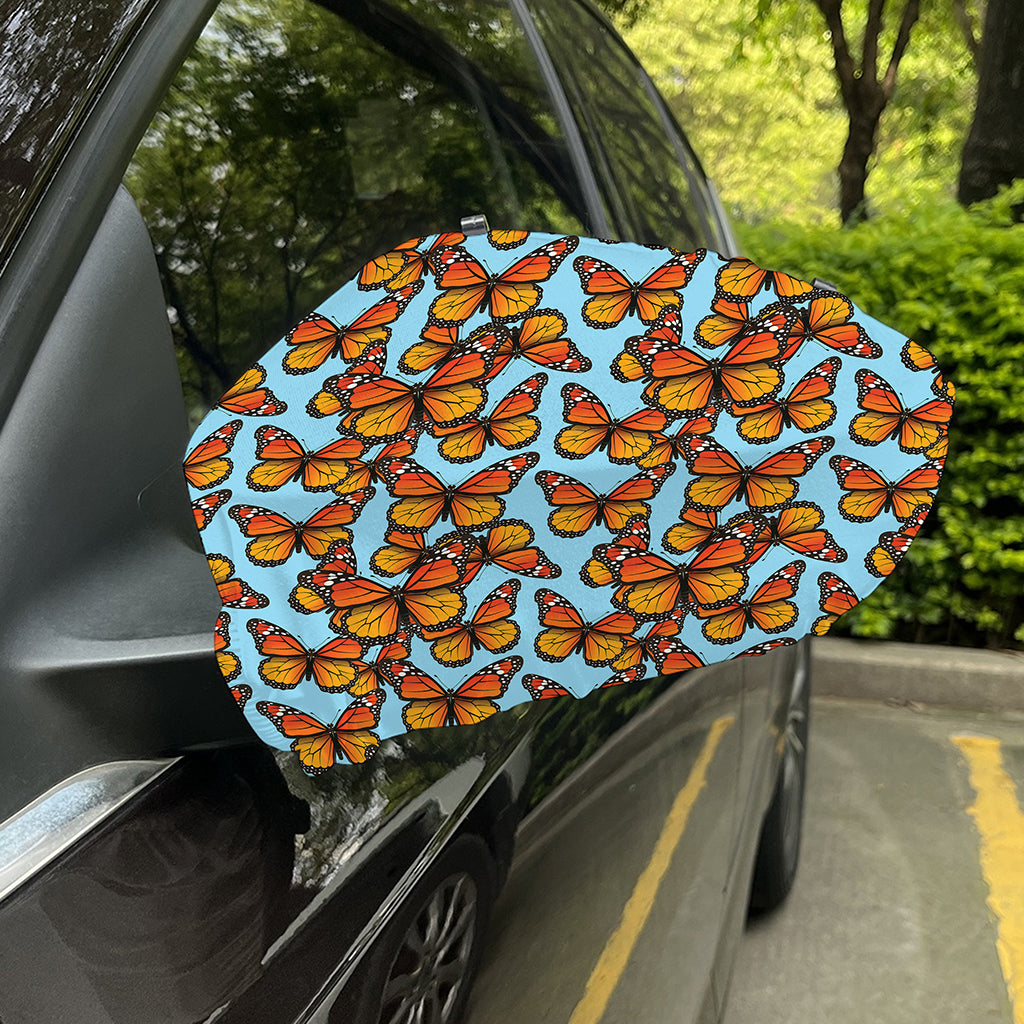Orange Monarch Butterflies Pattern Print Car Side Mirror Covers
