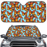 Orange Monarch Butterflies Pattern Print Car Windshield Sun Shade