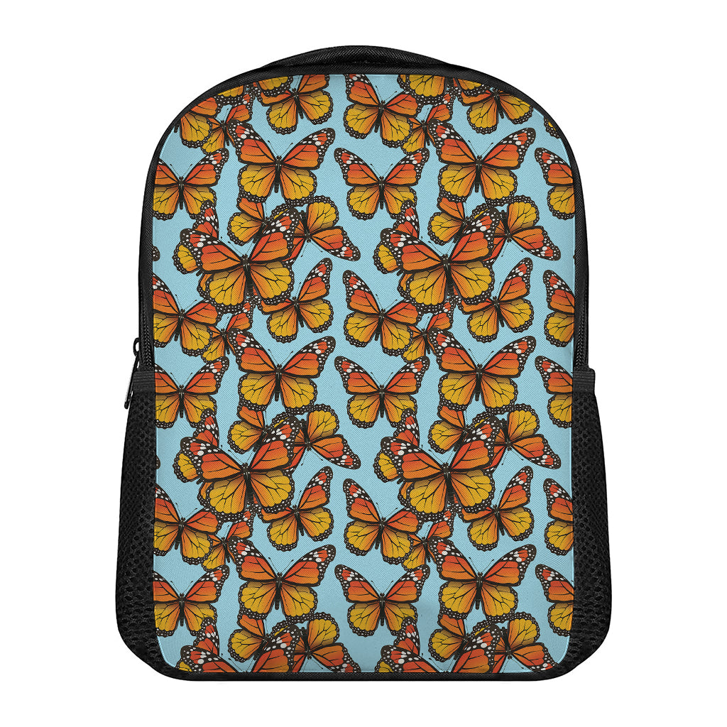 Orange Monarch Butterflies Pattern Print Casual Backpack