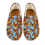 Orange Monarch Butterflies Pattern Print Casual Shoes