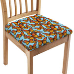 Orange Monarch Butterflies Pattern Print Chair Cushion Cover