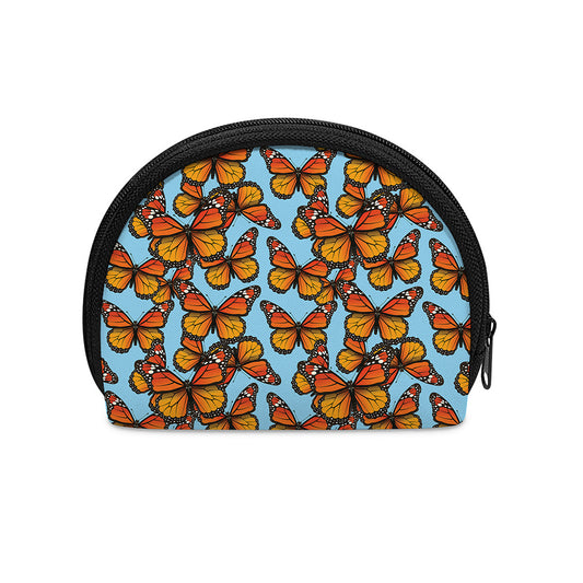 Orange Monarch Butterflies Pattern Print Coin Purse