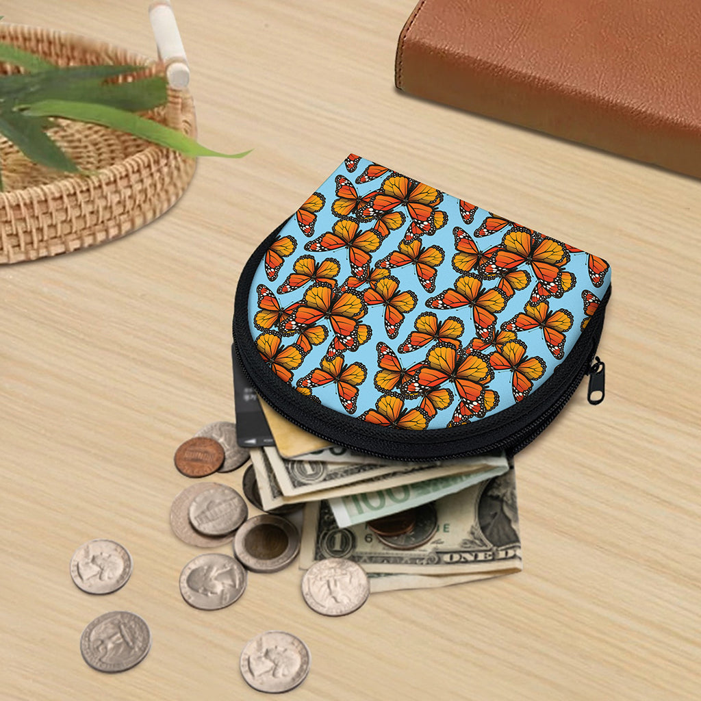 Orange Monarch Butterflies Pattern Print Coin Purse