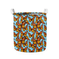 Orange Monarch Butterflies Pattern Print Collapsible Laundry Basket