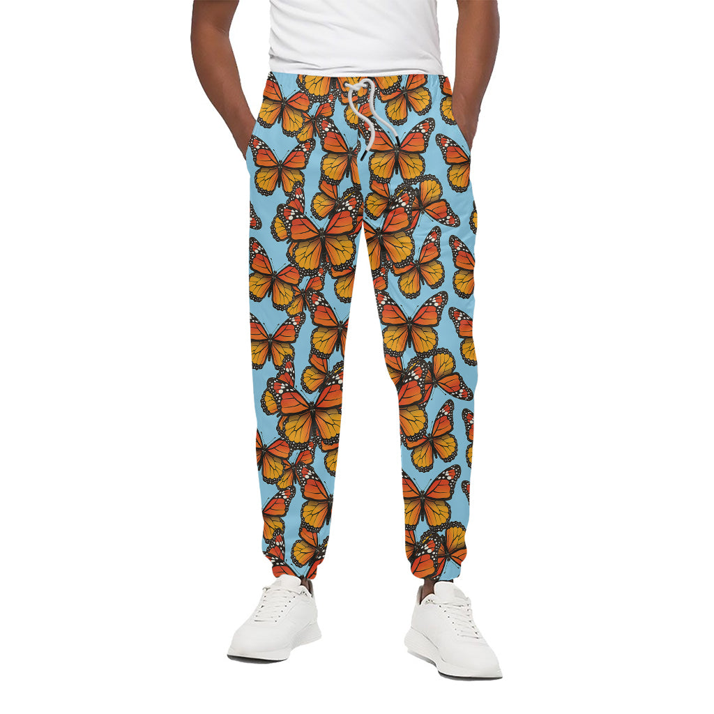 Orange Monarch Butterflies Pattern Print Cotton Pants