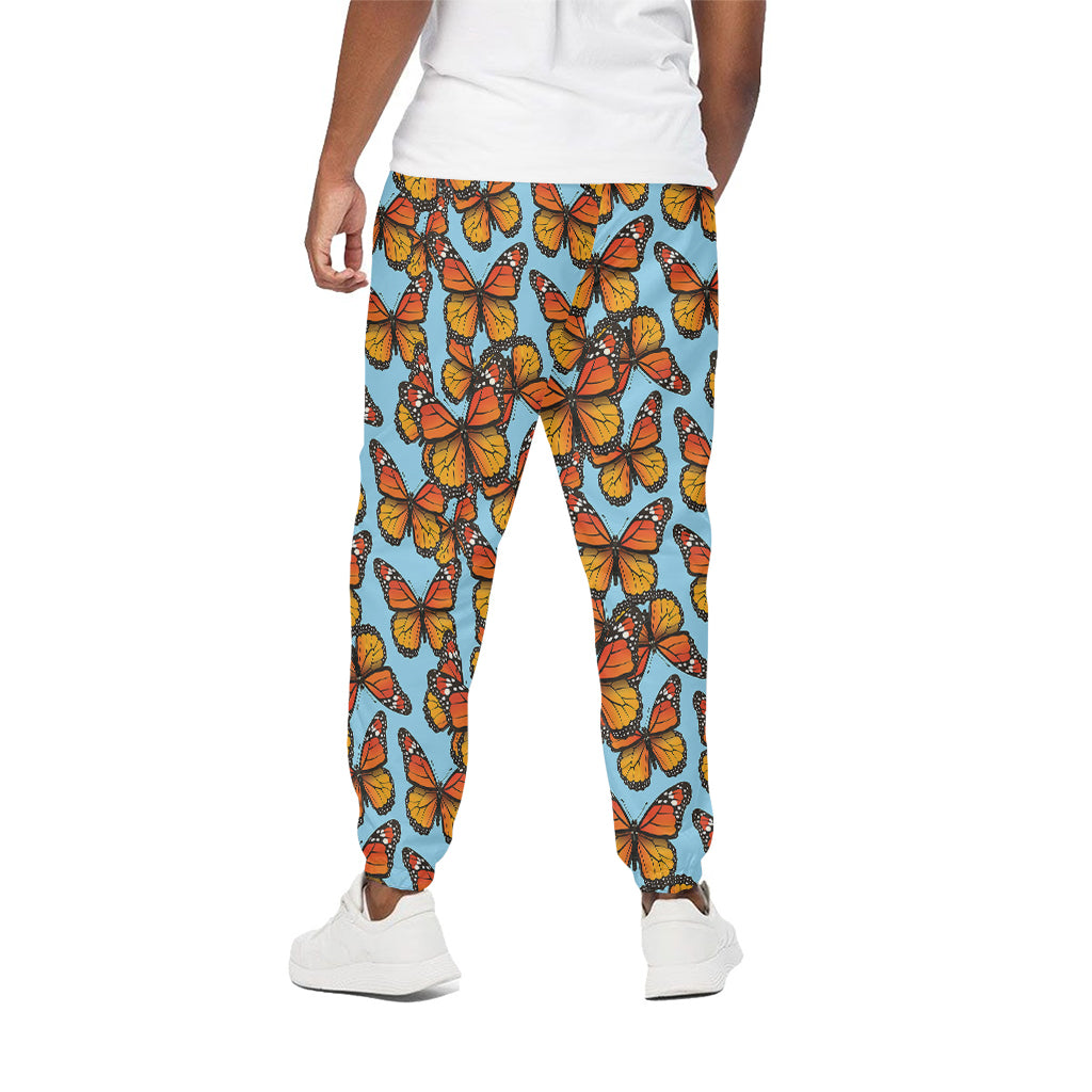 Orange Monarch Butterflies Pattern Print Cotton Pants