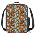 Orange Monarch Butterflies Pattern Print Crossbody Lunch Bag