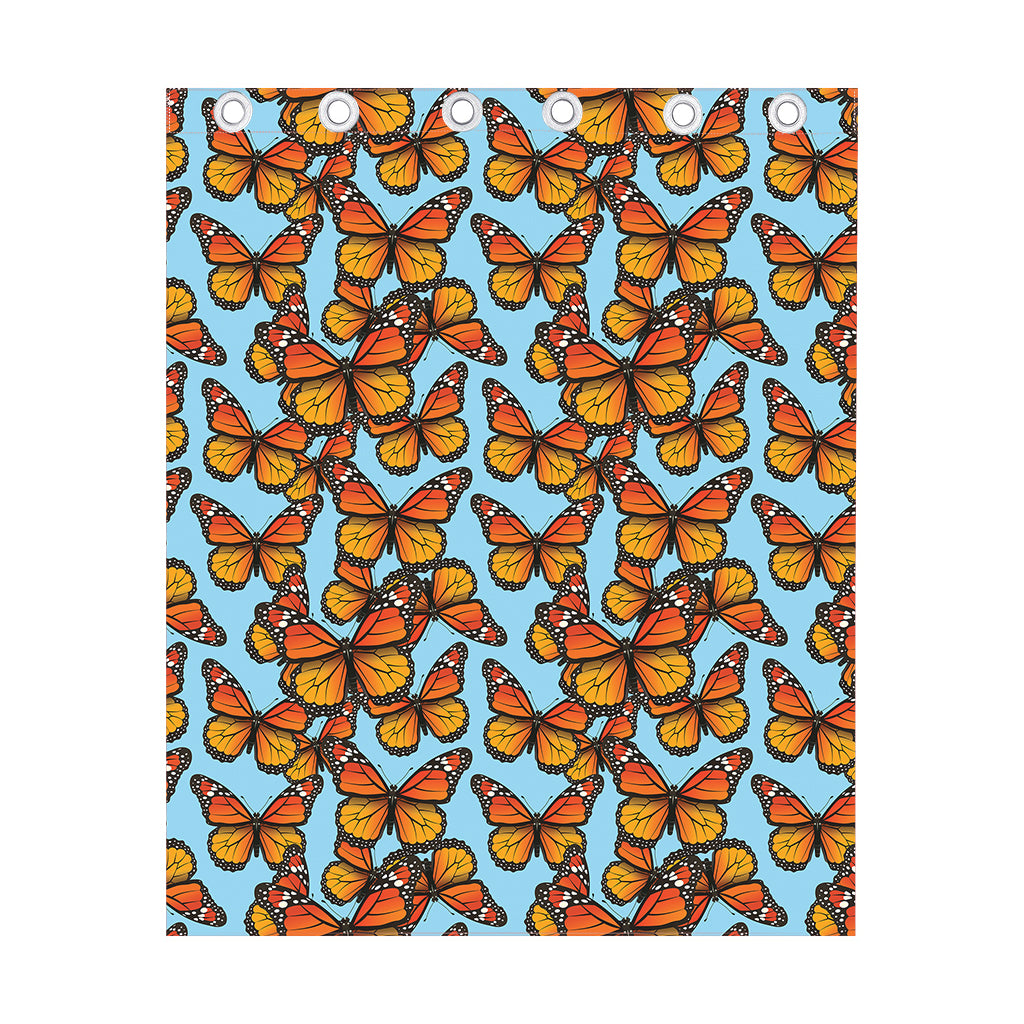 Orange Monarch Butterflies Pattern Print Curtain