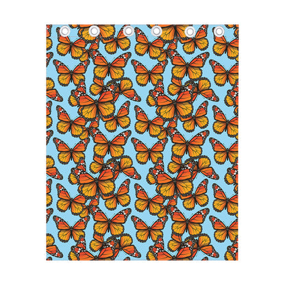 Orange Monarch Butterflies Pattern Print Curtain
