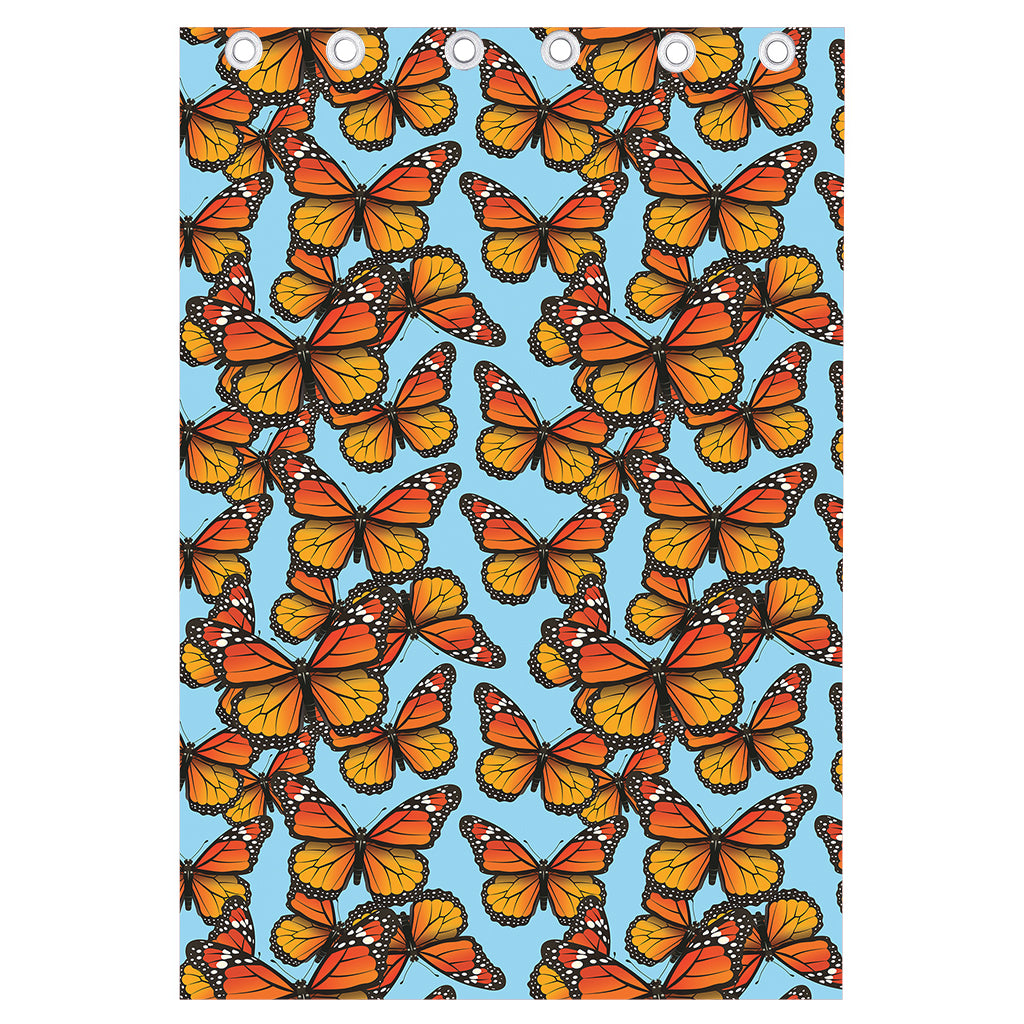 Orange Monarch Butterflies Pattern Print Curtain
