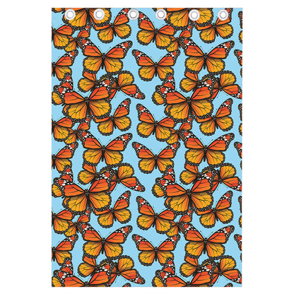 Orange Monarch Butterflies Pattern Print Curtain