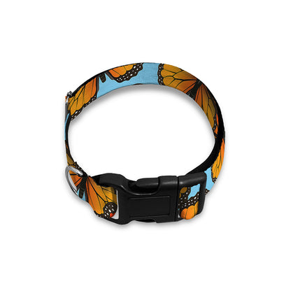 Orange Monarch Butterflies Pattern Print Dog Collar