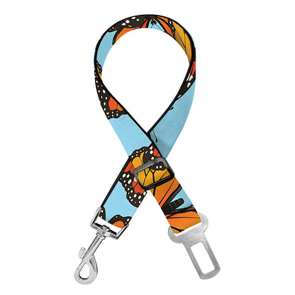 Orange Monarch Butterflies Pattern Print Dog Seat Belt
