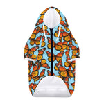 Orange Monarch Butterflies Pattern Print Dog Zip Up Hoodie