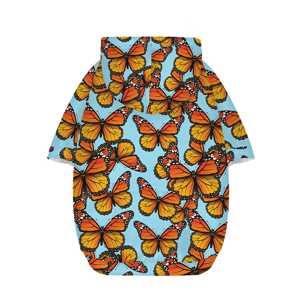 Orange Monarch Butterflies Pattern Print Dog Zip Up Hoodie