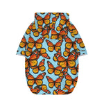 Orange Monarch Butterflies Pattern Print Dog Zip Up Hoodie